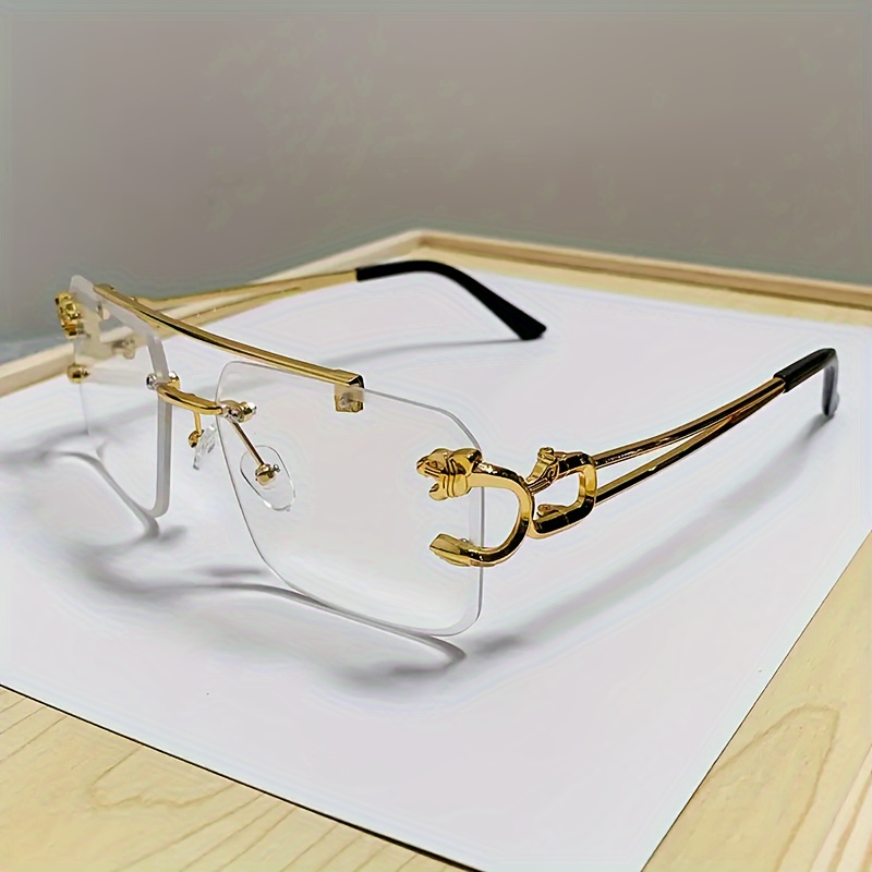 6pairs Elegant Cool Trendy Large Square Frame Rimless Leopard