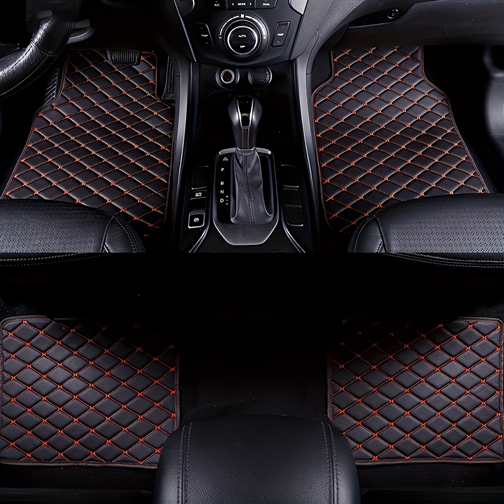 4pcs Waterproof Car Floor Mats Front & Rear Leather Car Carpet