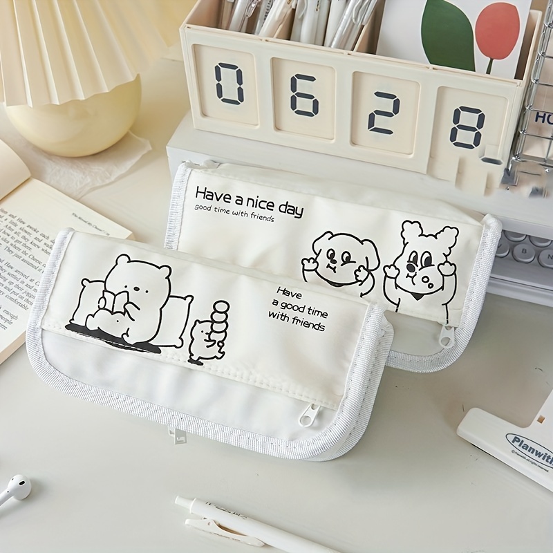 Korean Style Student Pencil Case Cartoon Puppy Cute Stationery Storage Bag  Large Capacity Girls Cosmetic Storage Bag - Temu United Arab Emirates