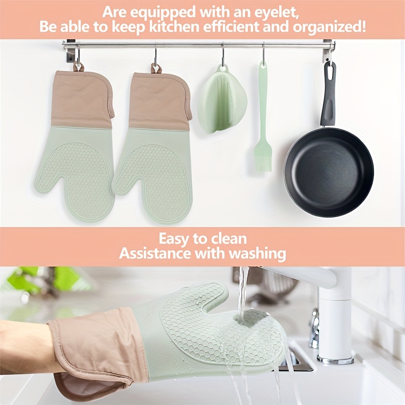 Extra Long Oven Mitts And Pot Holders Sets Heat Resistant - Temu