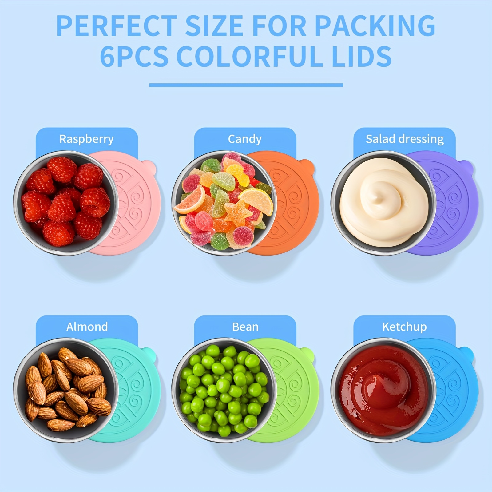 6Pcs Salad Dressing Container Condiment Container with Silicone Lid  Stainless Steel Condiment Cup Leak-Proof Mini Small Container Easy Open  50ml for Lunch Box Picnic Travel Work 