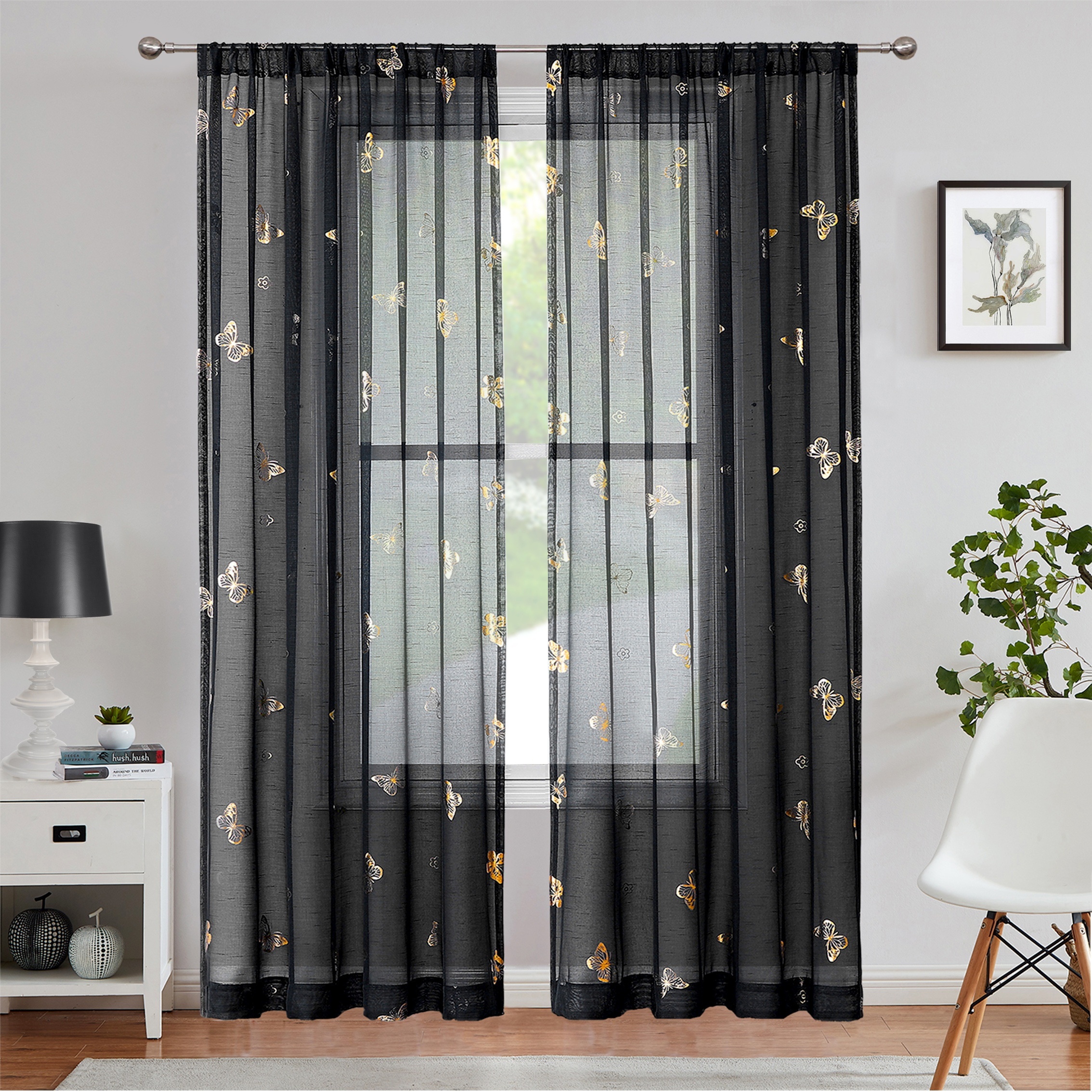 2pcs   natural flowy   translucent curtain window yarn bedroom 63 84 95 inches living room linen texture bamboo festival yarn rod hanging details 9