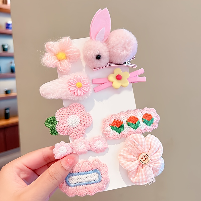 Cute Rabbit Theme Hair Clips Set  Kawaii hair clips, Girls hair accessories,  Flower hair accessories