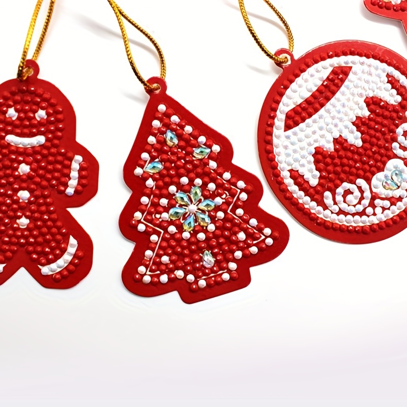 10PCS DIY DIY Diamond Painting Christmas Pendant Handmade Xmas Tree Hanging  Ornament Mosaic Making Supplies Kit 