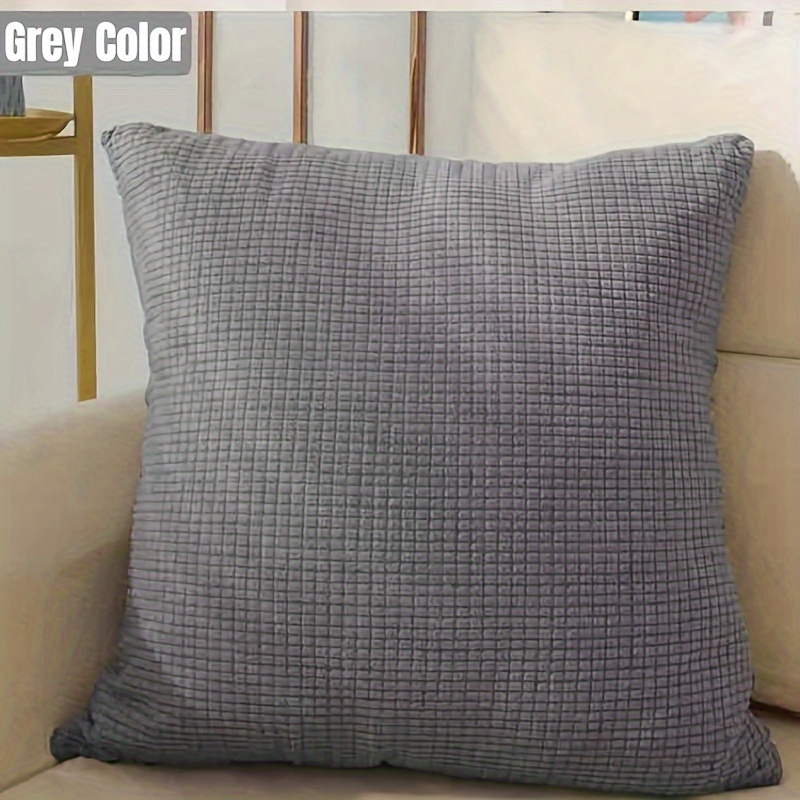 Image of 1pc Square Pillow Case Solid Color Throw Pillow Cover Soft Durable Cushion Cover For Sofa, Bed, Car, Bedroom Living Room Home Decor Pillow Insert Not Included 40x40cm