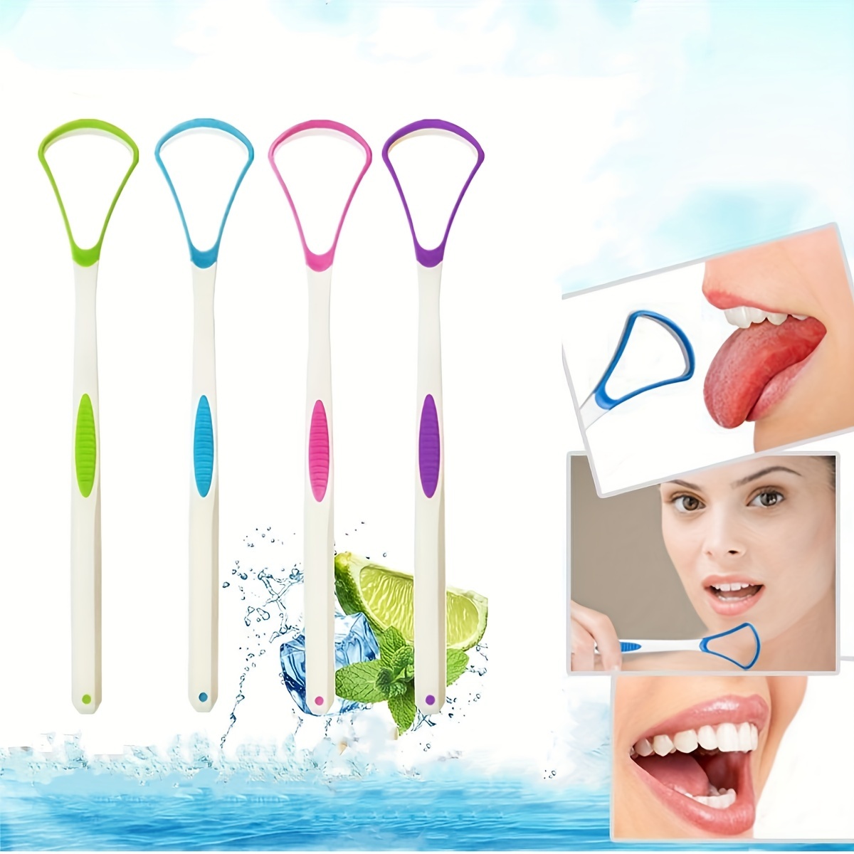 

4pcs Tongue Scraper, Tongue Coating Scraper, Fresh Breath For Oral Care, Tongue Cleaners, Tongue Cleaning Tools For Adults