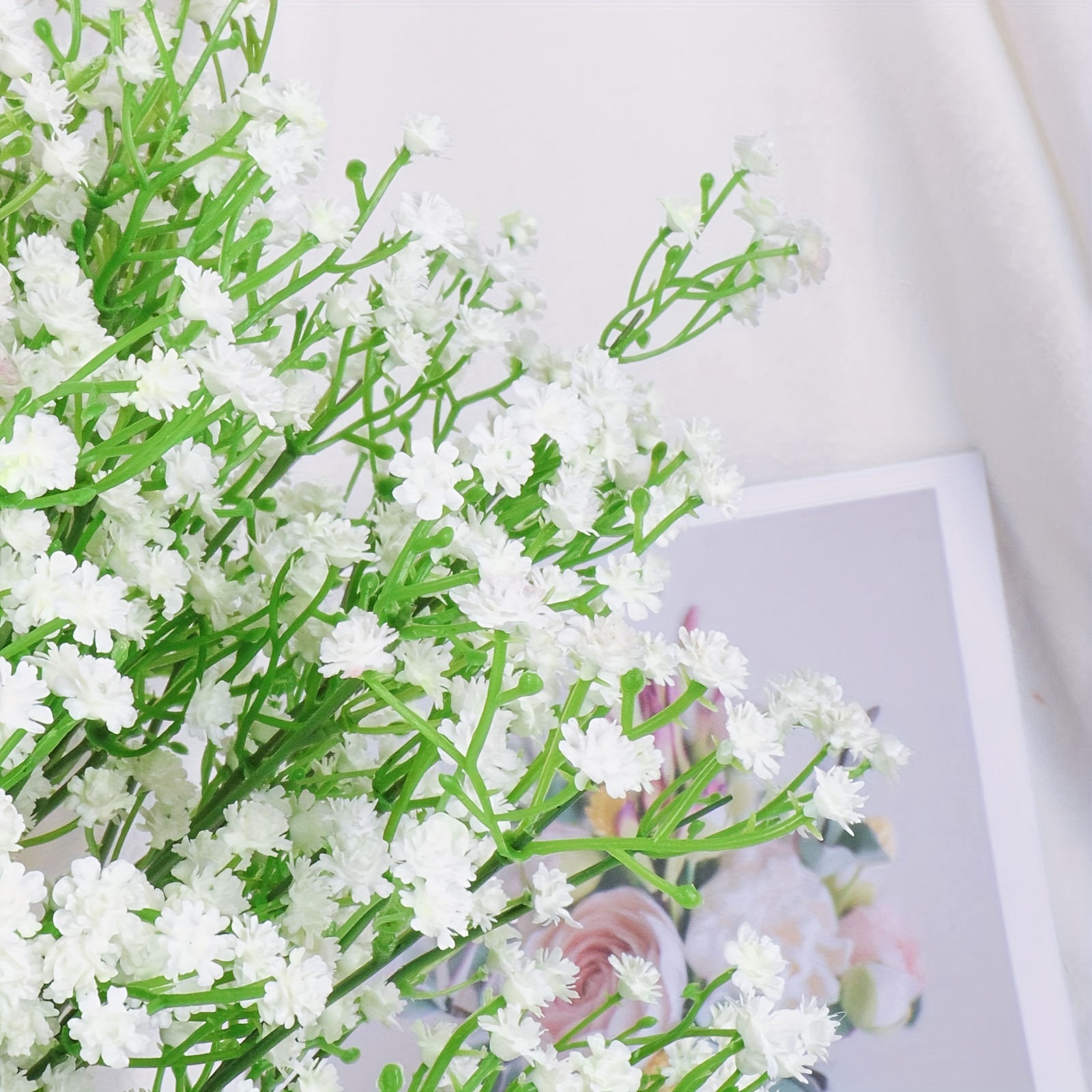 Faux Green and White Baby's Breath Flower Bouquet + Reviews