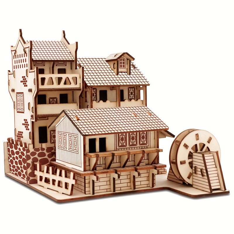 

3d Three-dimensional Illustration Upgrade Phoenix Ancient Town 3d Three-dimensional Assembly Toy Wooden Building Model Diy Handmade Assembly Panel Building Series