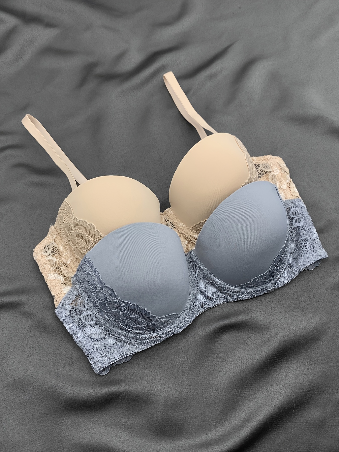 Push-Up Padded Bra with Lace Panels
