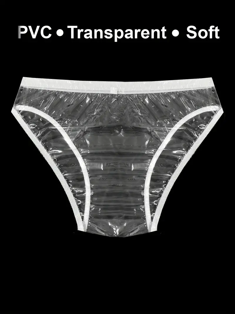 Men's Pvc Plastic Panties Men's Fully Transparent Waist - Temu