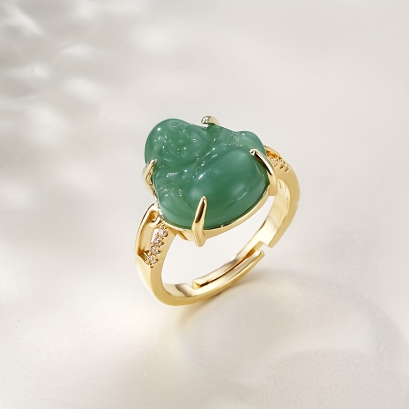 Men's Retro Buddha Adjustable Ring, Unique Design