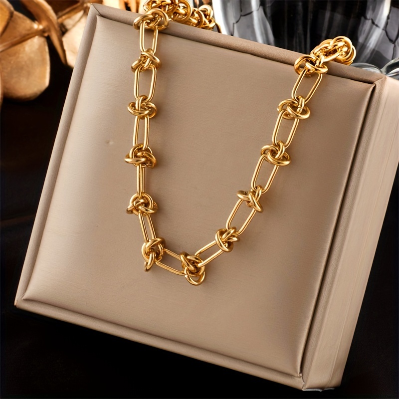 Stainless Steel Golden Chain Necklace Hip Hop Fashion - Temu