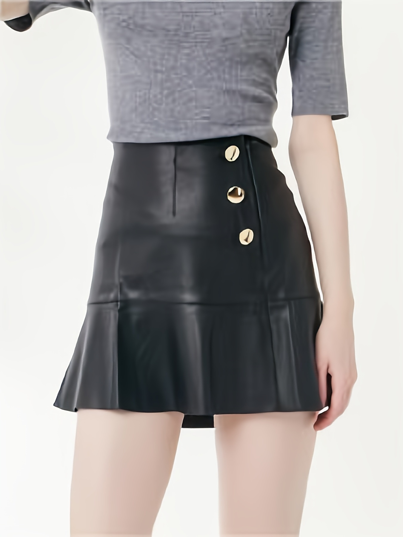 Miss Selfridge petite faux leather mini skirt with side slit in