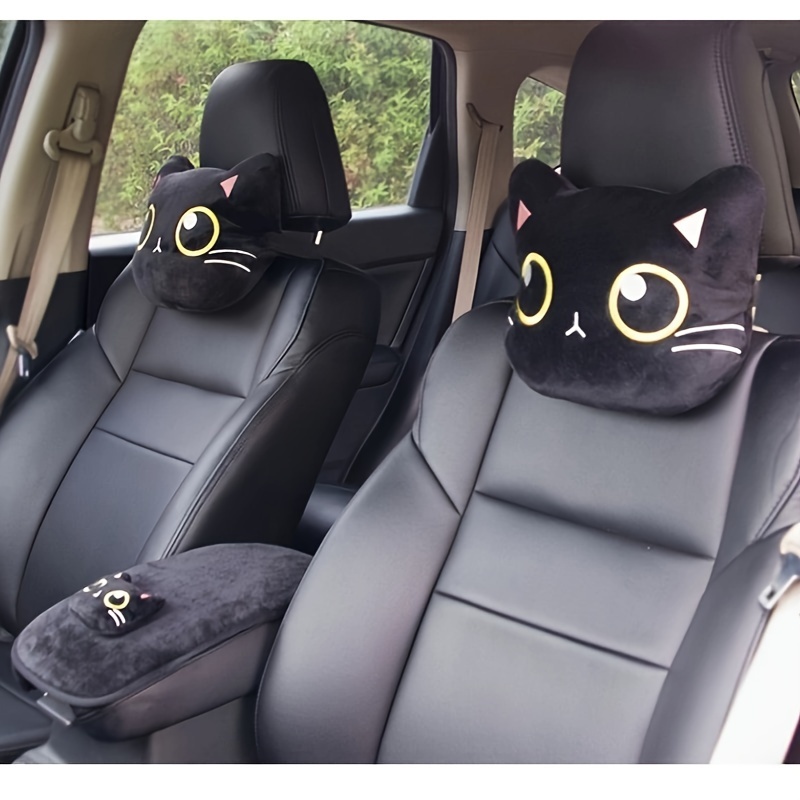 Acheter Coussin de chat noir de dessin animé, appui-tête de voiture,  oreiller de cou de voiture, couverture d'épaule de ceinture de sécurité