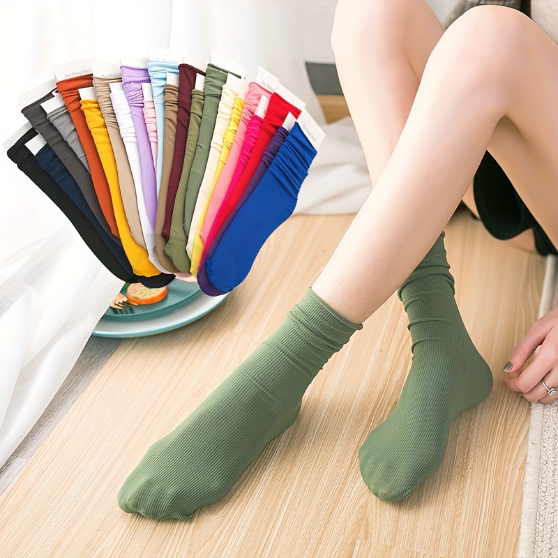 1pair Women Solid Fashionable Ankle Socks For Daily Life