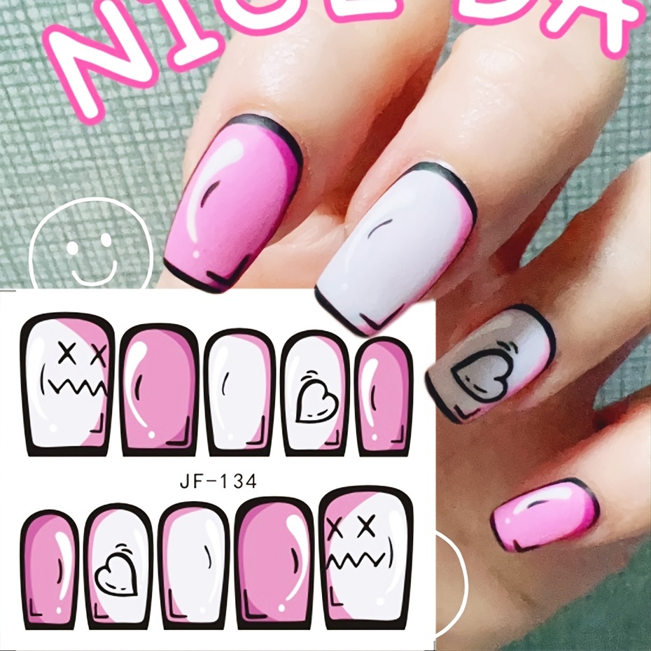 24 Design Nail Stickers French Design Water Decals Sliders Set Y2k