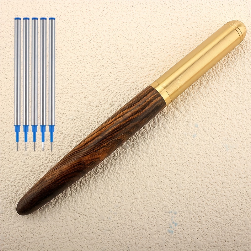 Fine Handcrafted Solid Brass & Wood Roller Ballpoint Pen Signature