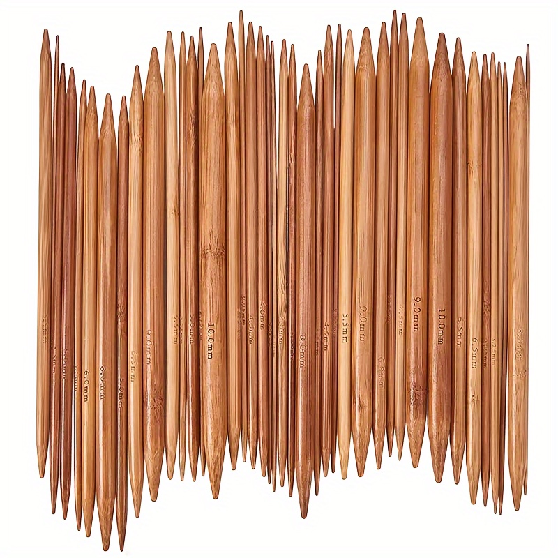 Natural Wood Needle Carbonized Bamboo Knitted Needle Set - Temu