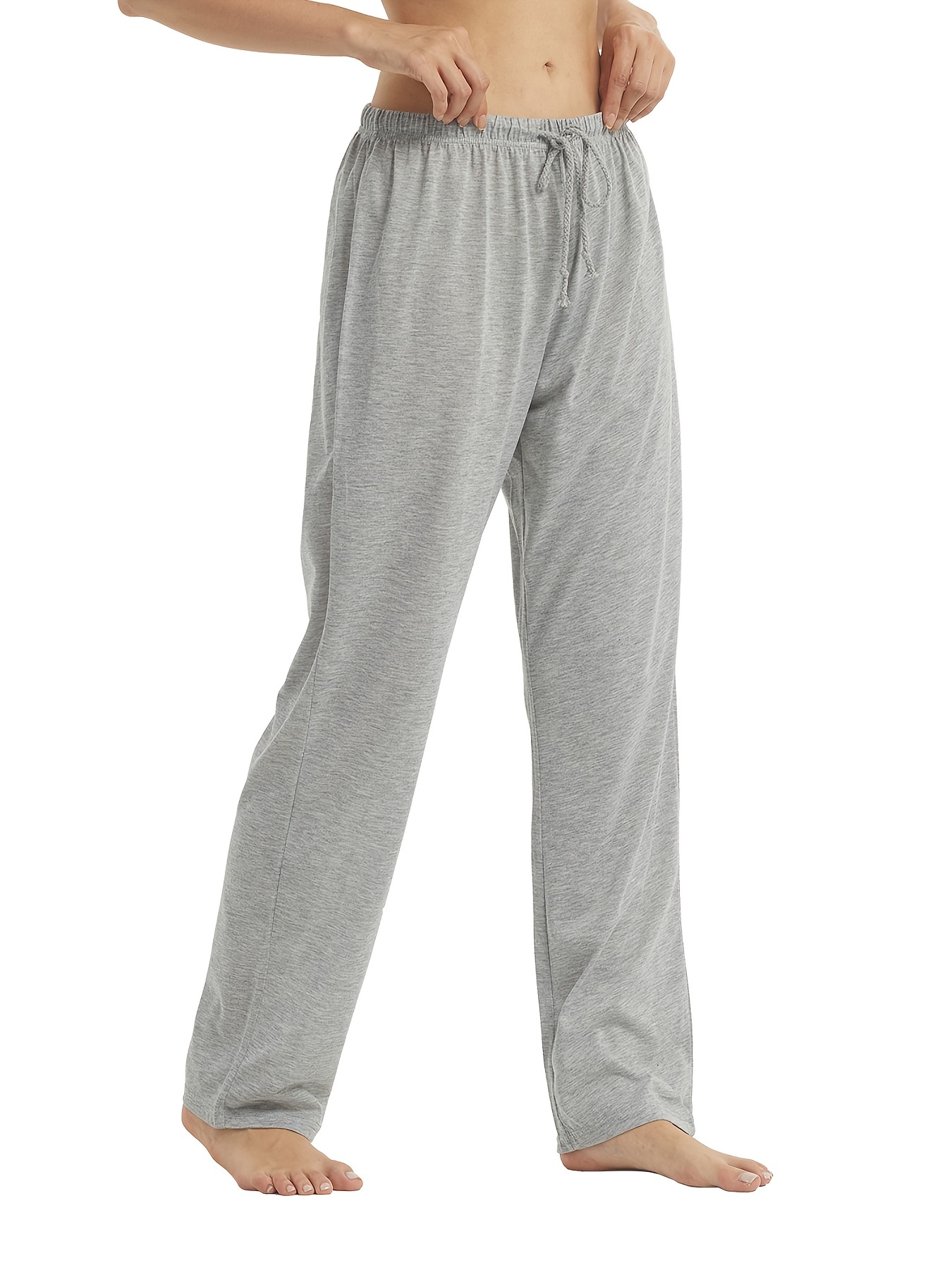 Women's Solid Pajama Pants, Soft & Comfy Lounge Pants Loose Fit Home Pants,  Women's Loungewear & Sleepwear