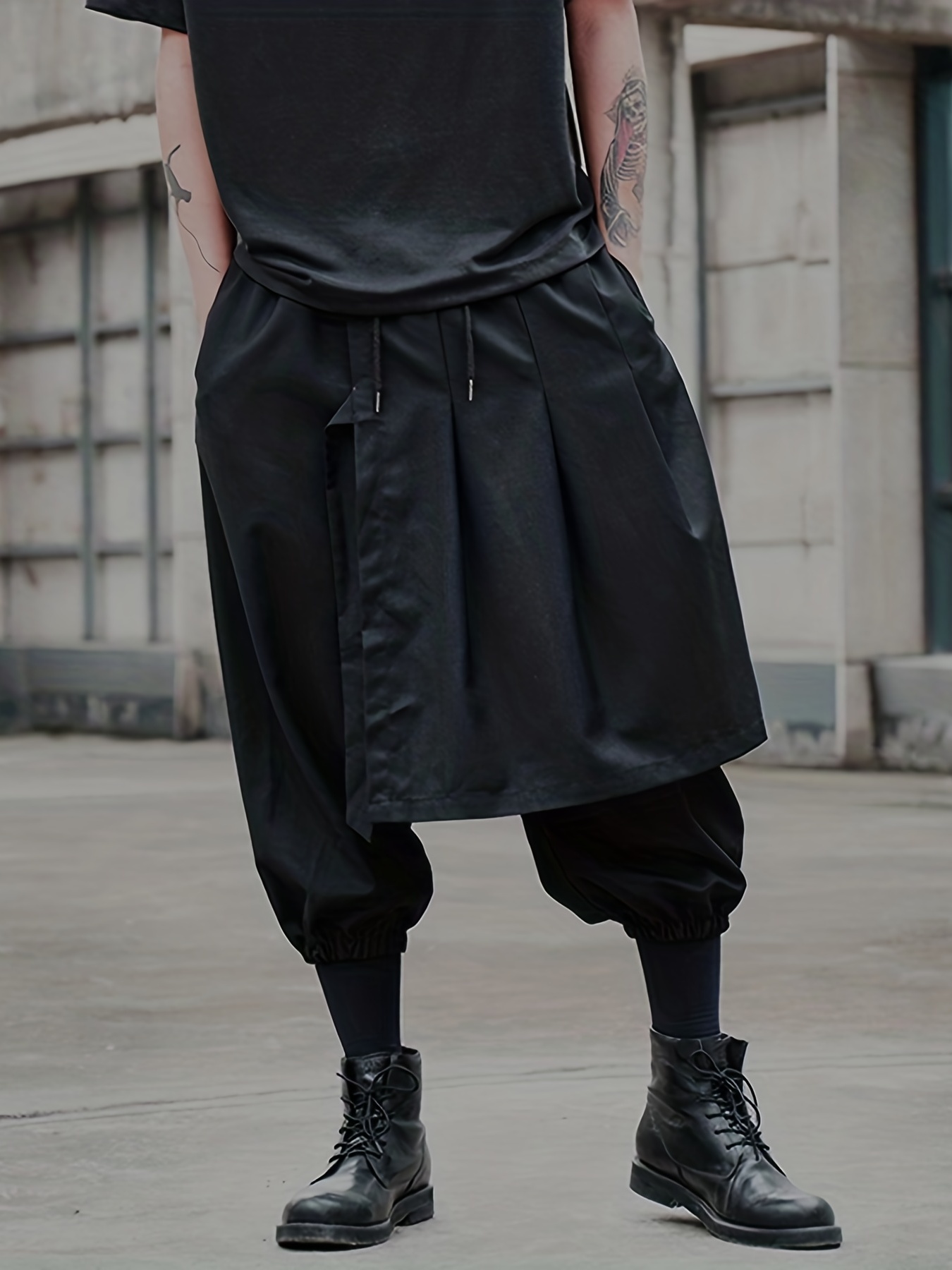 Women High Waist Oversized Pants Palazzo Pants Black Fashion Irregular  Hakama Pants Long Dress