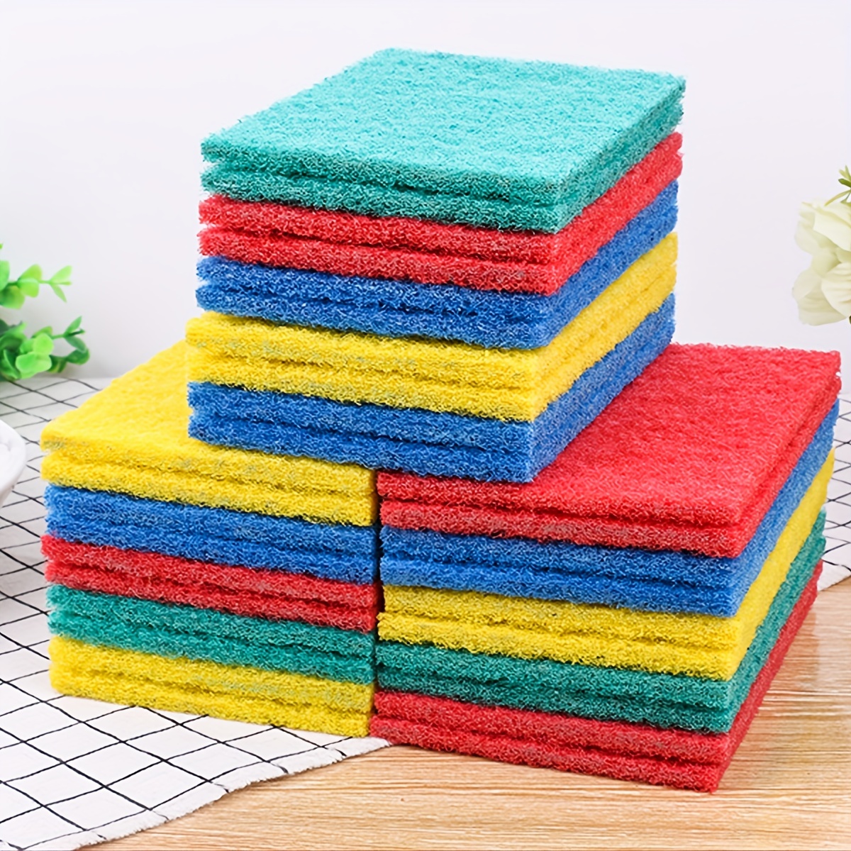 Dish Scrubbing Brush, Pot Scrubber, Microfiber Dish Cloths, Cleaning  Sponge, Scouring Pads, Cleaning Tools, Kitchen Accessories, Kitchen  Gadgets, Cleaning Stuff - Temu