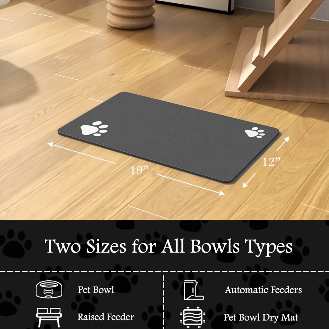 Paw Print Pet Feeding Mat For Dogs, Absorbent Quick Dry Dog Bowl Mat With  Non-slip Rubber Backing, Easy To Clean No Stain Dog Placemat - Temu