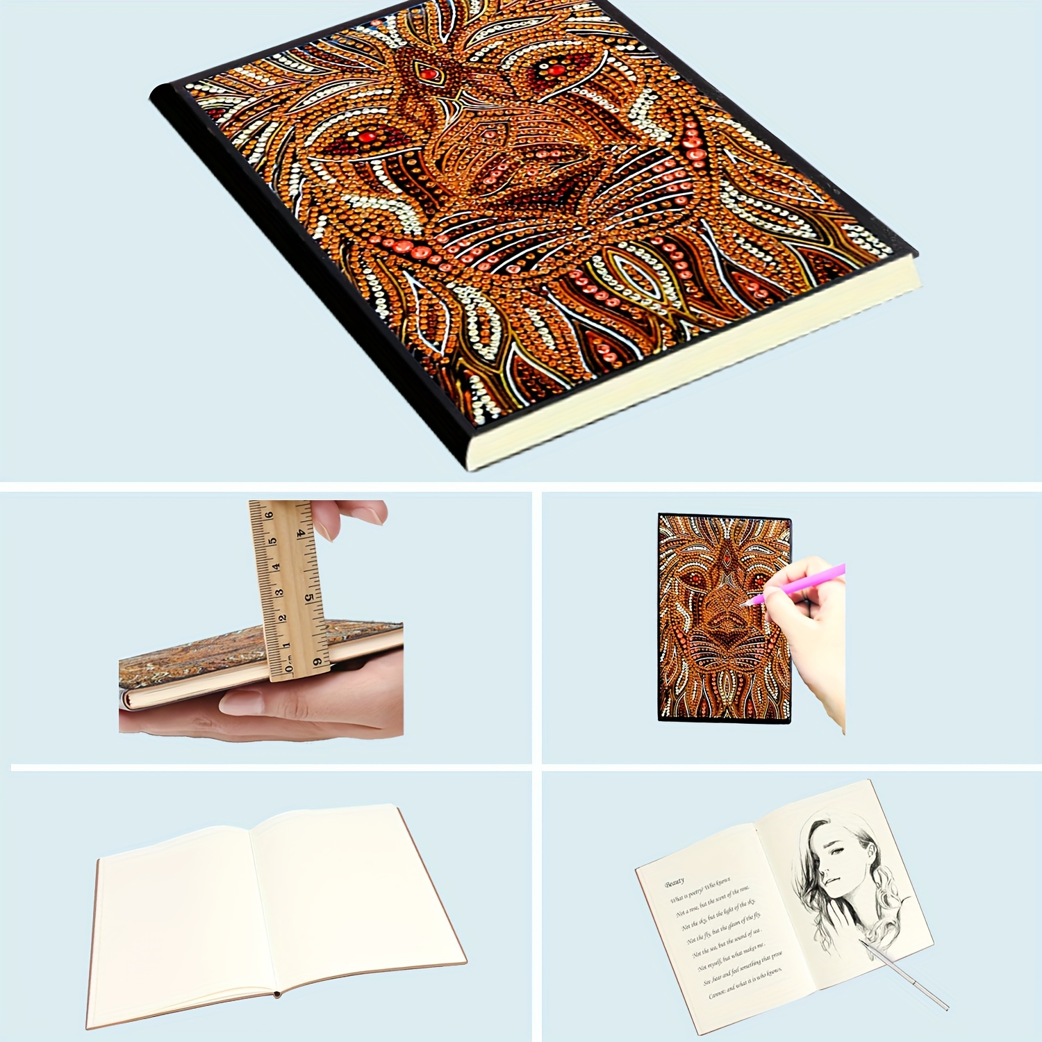 5d Diamond Painting Notebooks / 100 Pages Art Cover Leather - Temu
