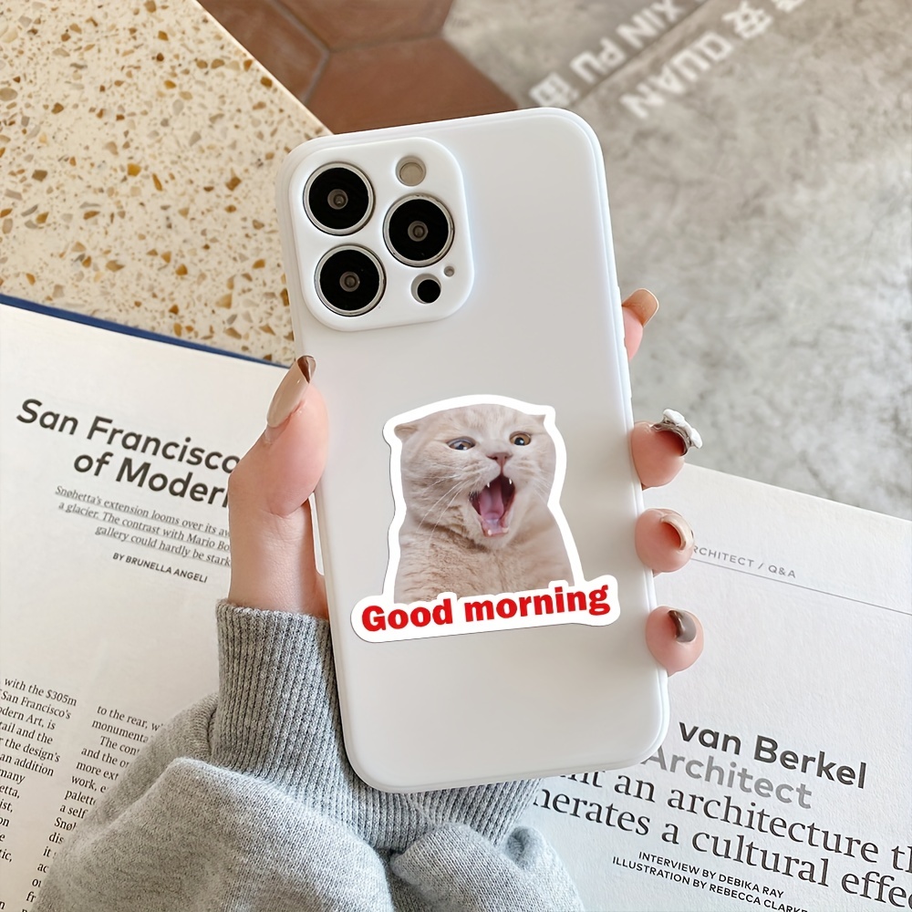 Funny Cat Expression Bag Stickers Cute Creative Phone Case Temu