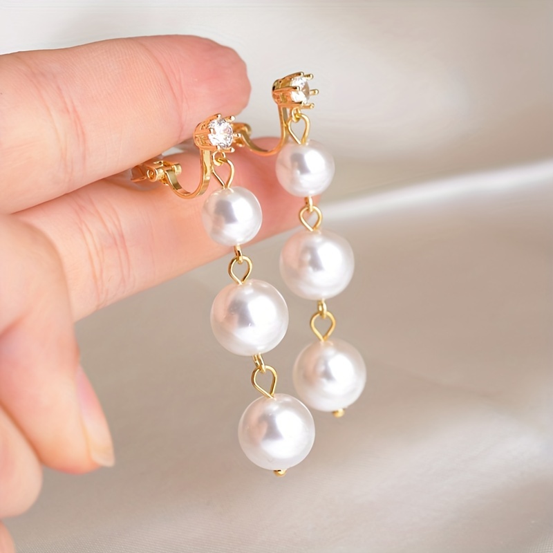 1 Pair, Ear Clips, Women's Long Earrings, Simple And Fashionable.