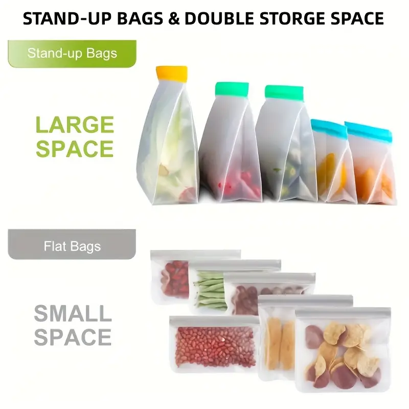 Reusable Silicone Food Storage Bag, Leak Proof And Reusable Freezer Bag,  Travel/home Storage Bag -1 Reusable Gallon Bag/1 Reusable Sandwich Bag/1  Reusable Snack Bag (excluding Bisphenol A) - Temu