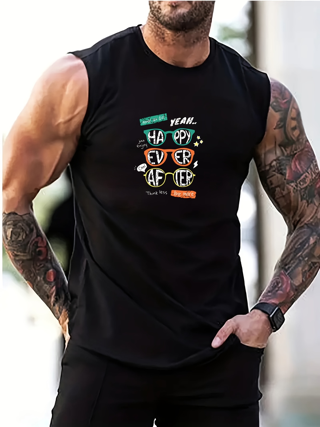 live Fit' Print A-shirt Tanks, Sleeveless Tank Top, Active Undershirts -  Temu