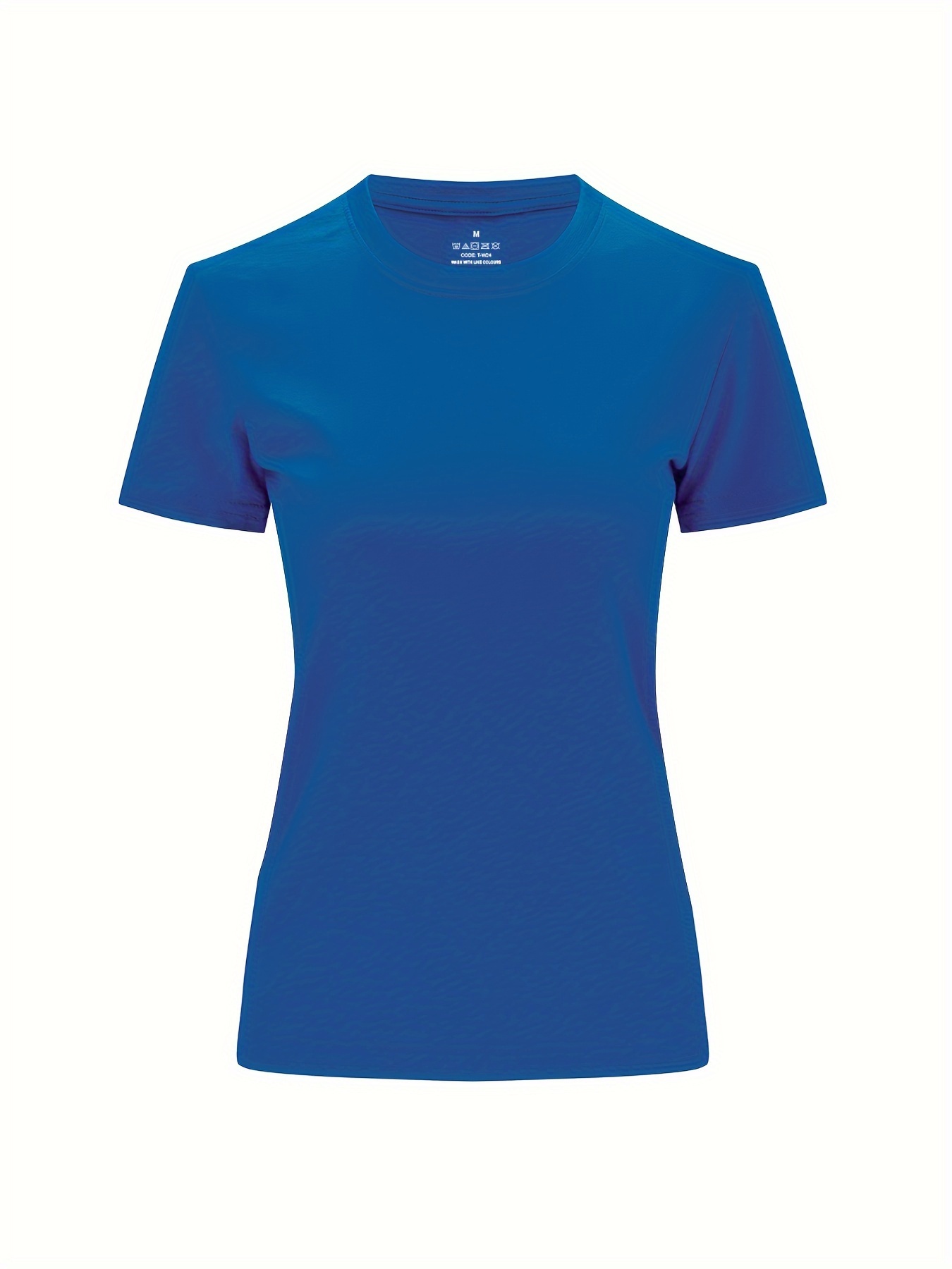 Solid Crew Neck T-Shirt, Casual Short Sleeve Top For Spring & Summer, Women'S Clothing