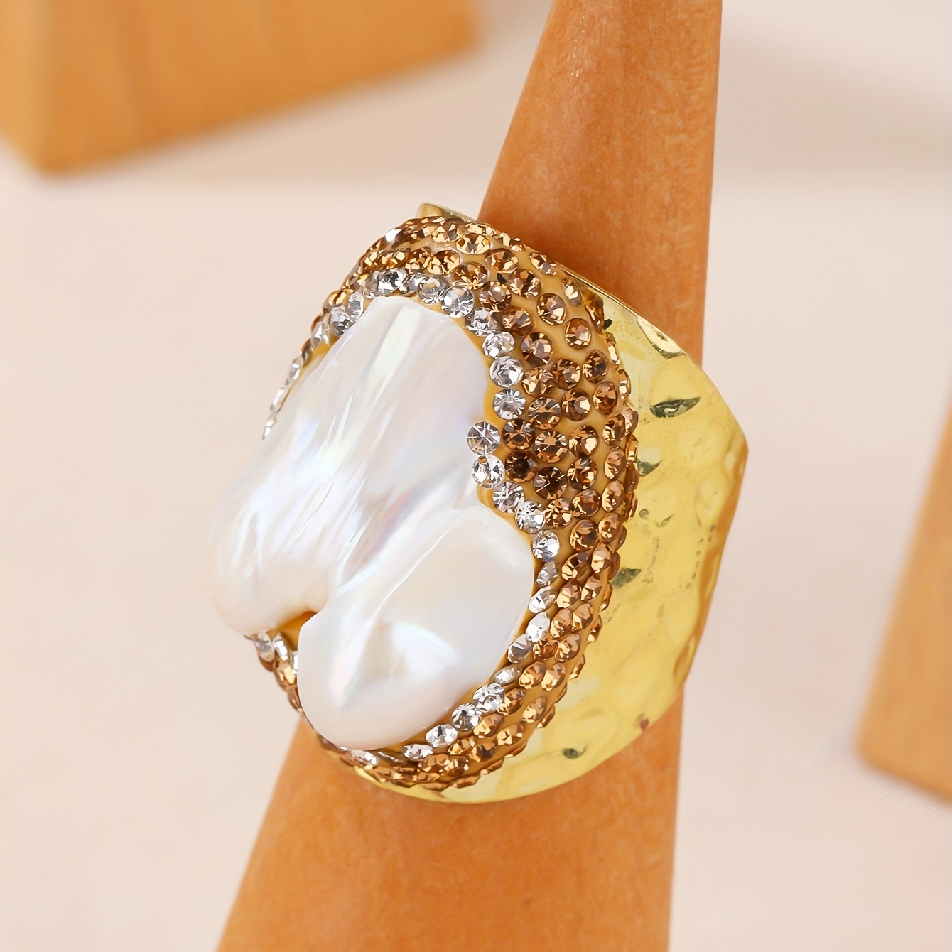 1pc Bague De Style Baroque Incrust e De Perles D eau Douce Temu