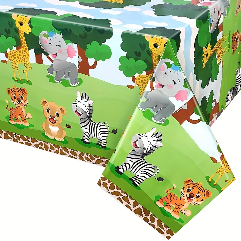 

1pc, Jungle Animals Theme Party Tablecloth, Full Printed Tablecloth, Party Decor, Party Supplies, Holiday Decor, Holiday Supplies