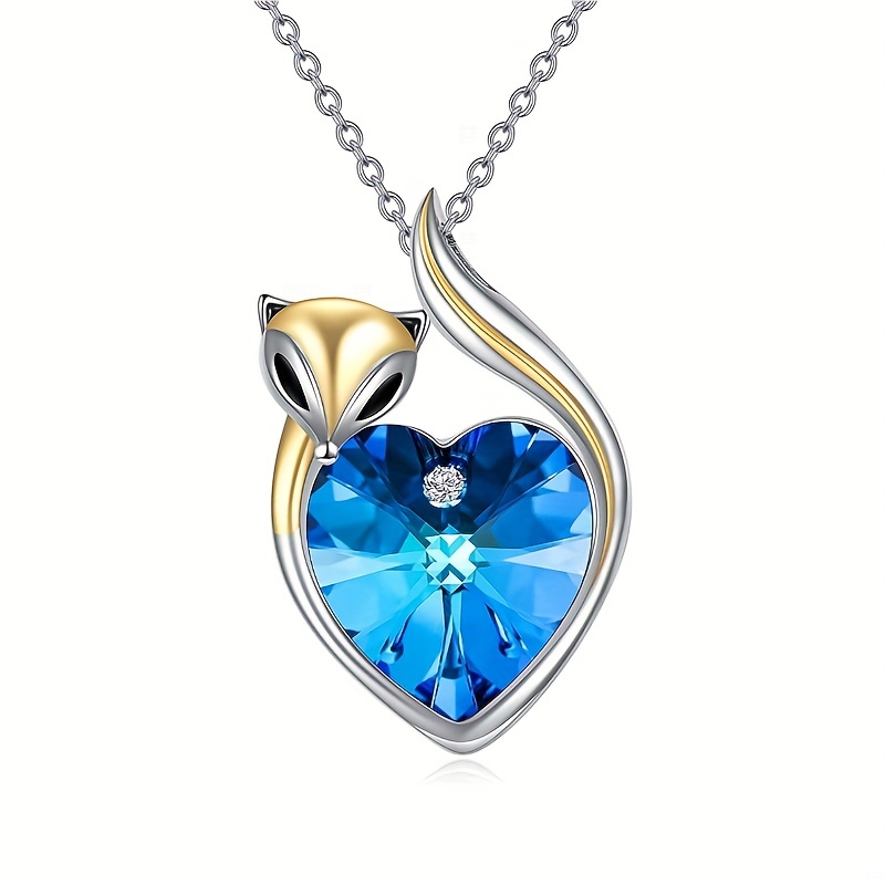 Cute Fox Pendant Necklace Round Crystal Fox Jewelry Gift For - Temu