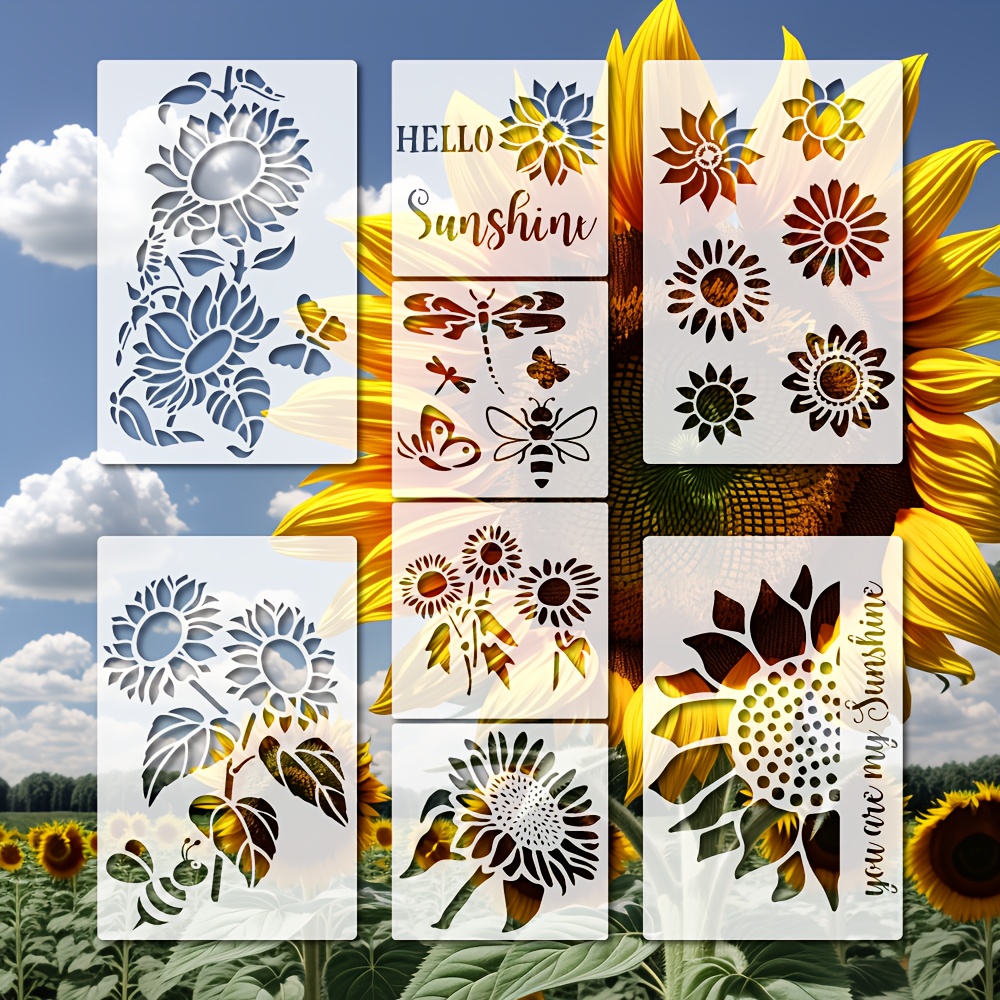 Sunflower Butterfly Painting Stencils Reusable Pet Laser - Temu