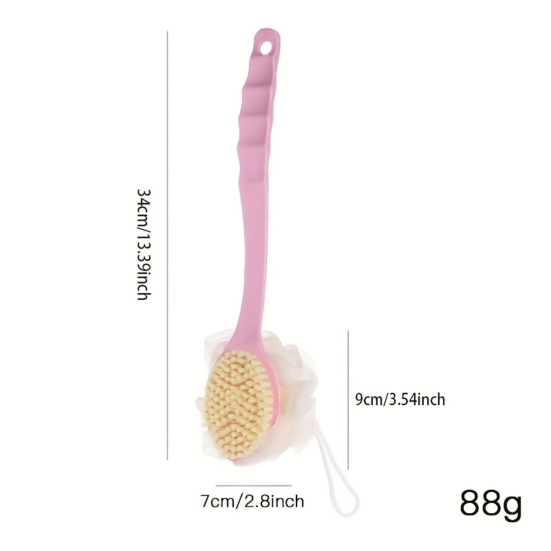 2in1 Body Bath Brush Long Handle Double-Sided Shower Back Scrubber Massage  Brush