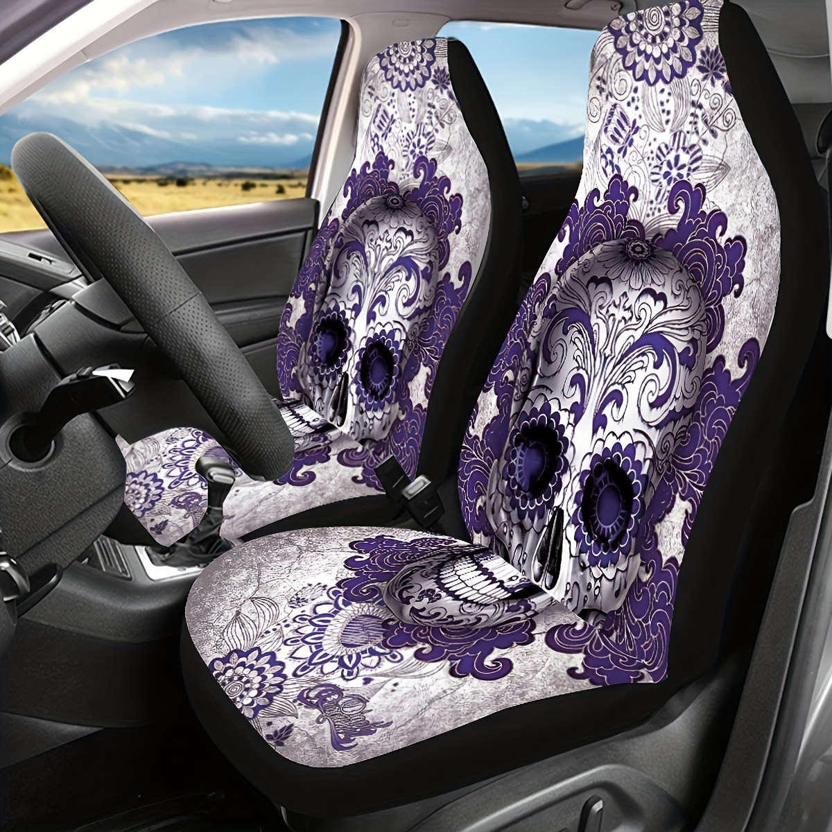 Skull Printed Car Seat Cover Front Seats, Bucket Seat Protector Car Seat  Cushions For Car, Suv, Truck Or Van For Women Man - Temu