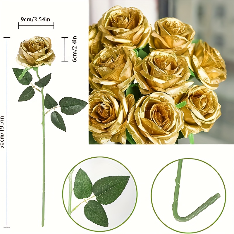 Metallic Rose Gold Faux Rose Stem  Fake flowers, Rose stem, Artificial  flowers