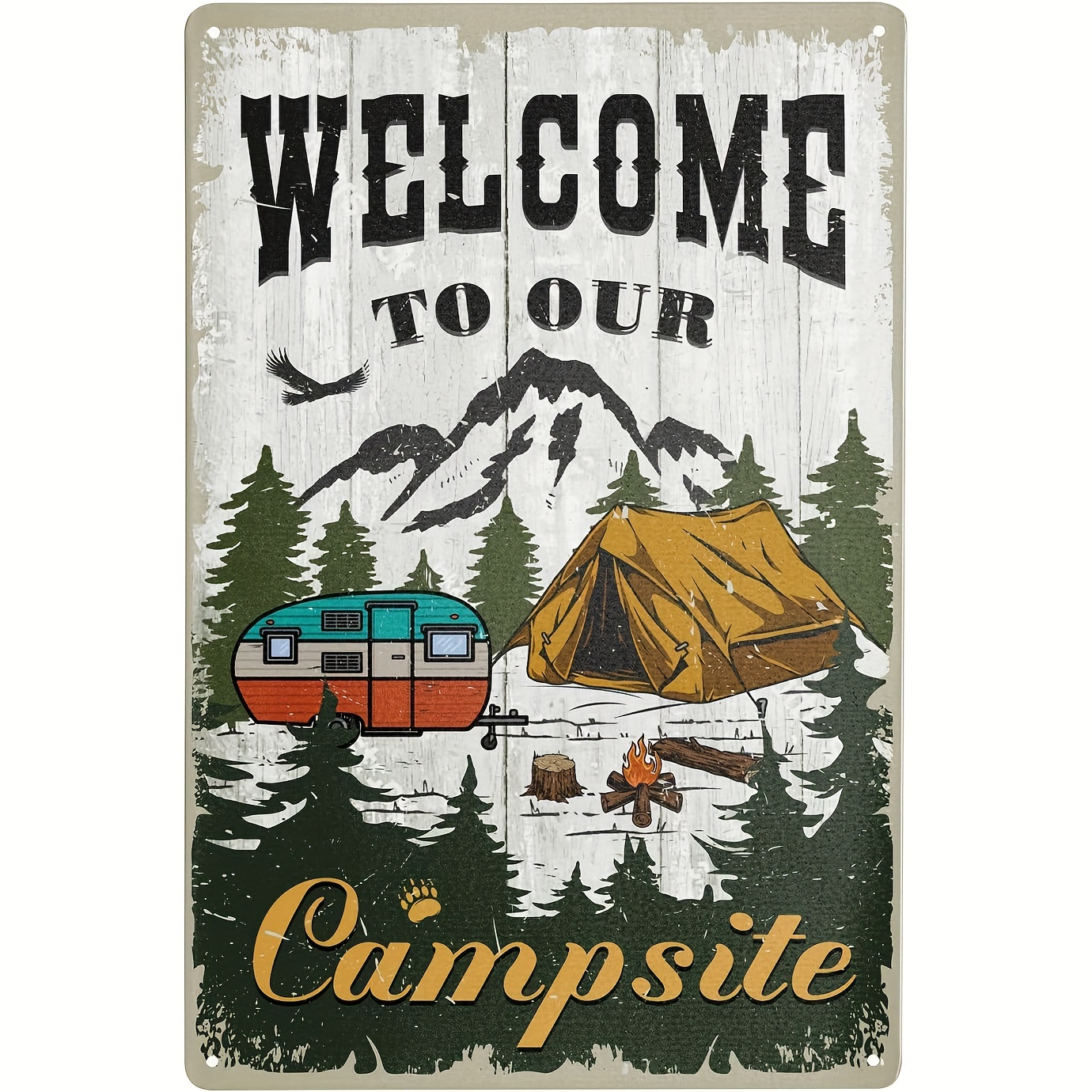 Funny Camping Metal Tin Sign Welcome Campsite Farmhouse - Temu