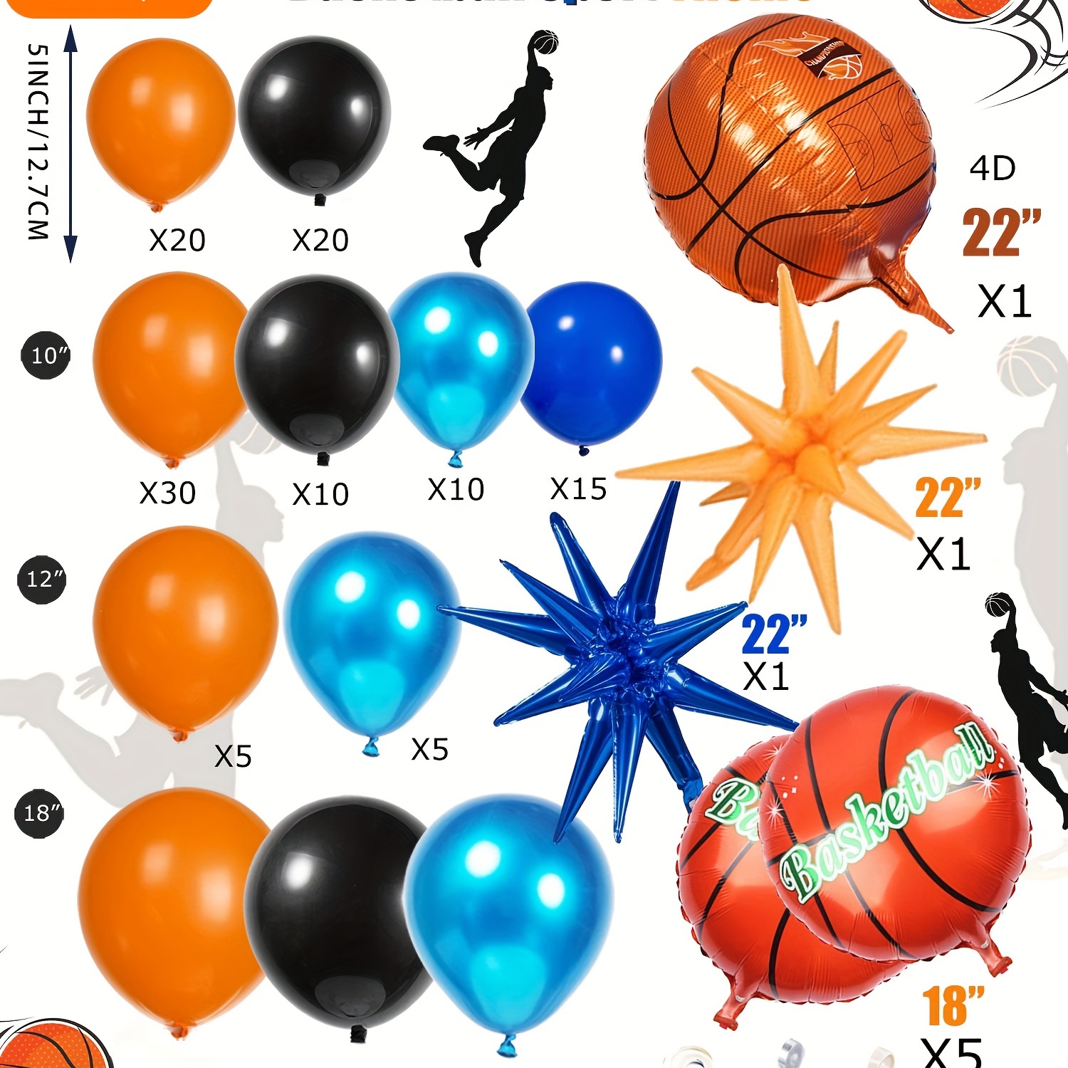 135 Pezzi Set Di Ghirlande Di Palloncini Da Basket Arancione - Temu Italy