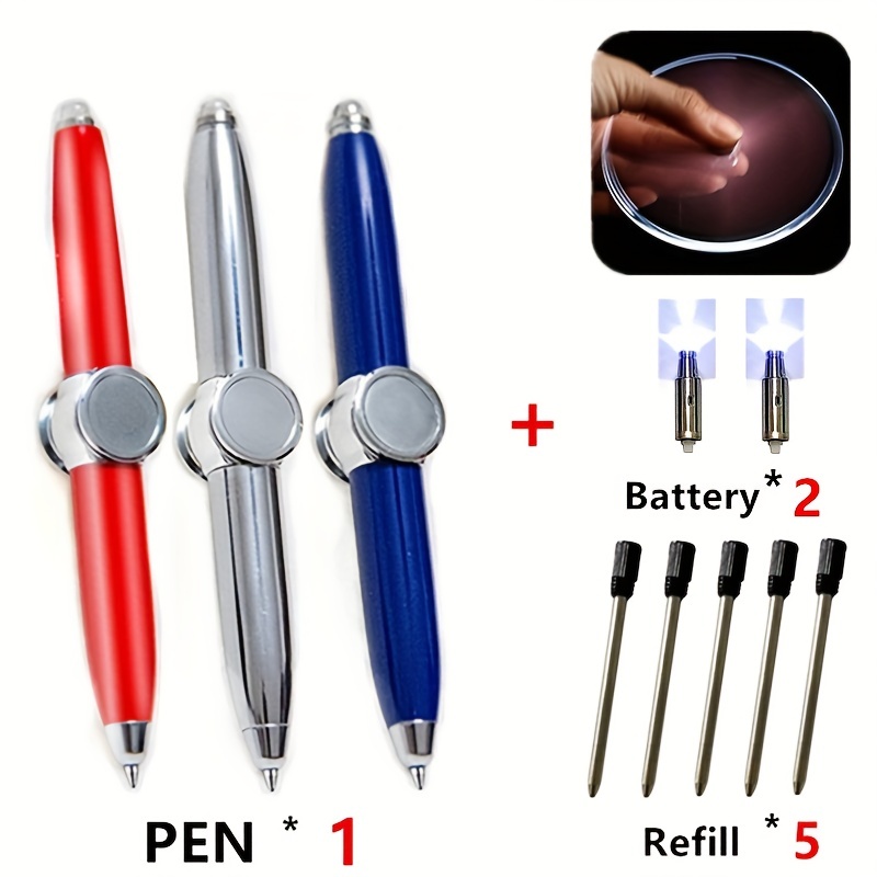 Stylos Rotatif Tournant Stylo, Fidget Pen Toy avec Lampe, Aide à