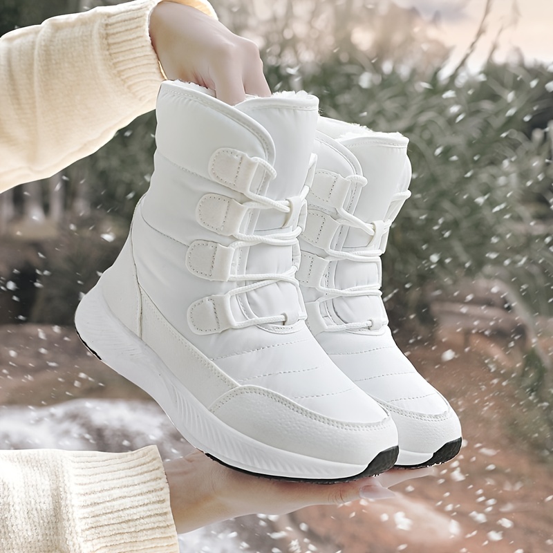 Botas de nieve cálidas con cordones y costuras blancas para mujer con  diseño minimalista, Mode de Mujer
