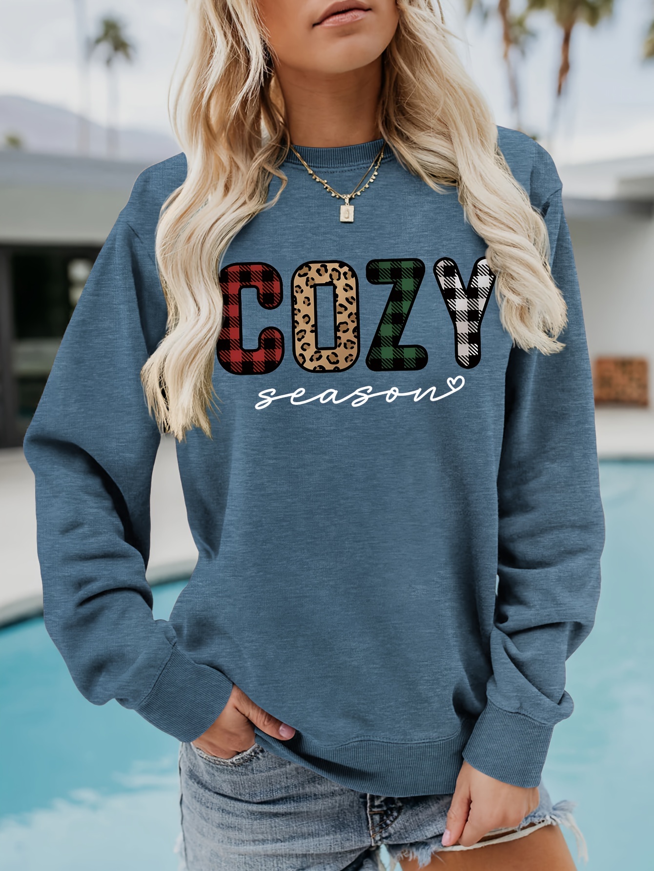 Letter Print Pullover Sweatshirt, Casual Long Sleeve Crew Neck Sweatshirt  For Fall & Winter, Women's Clothing