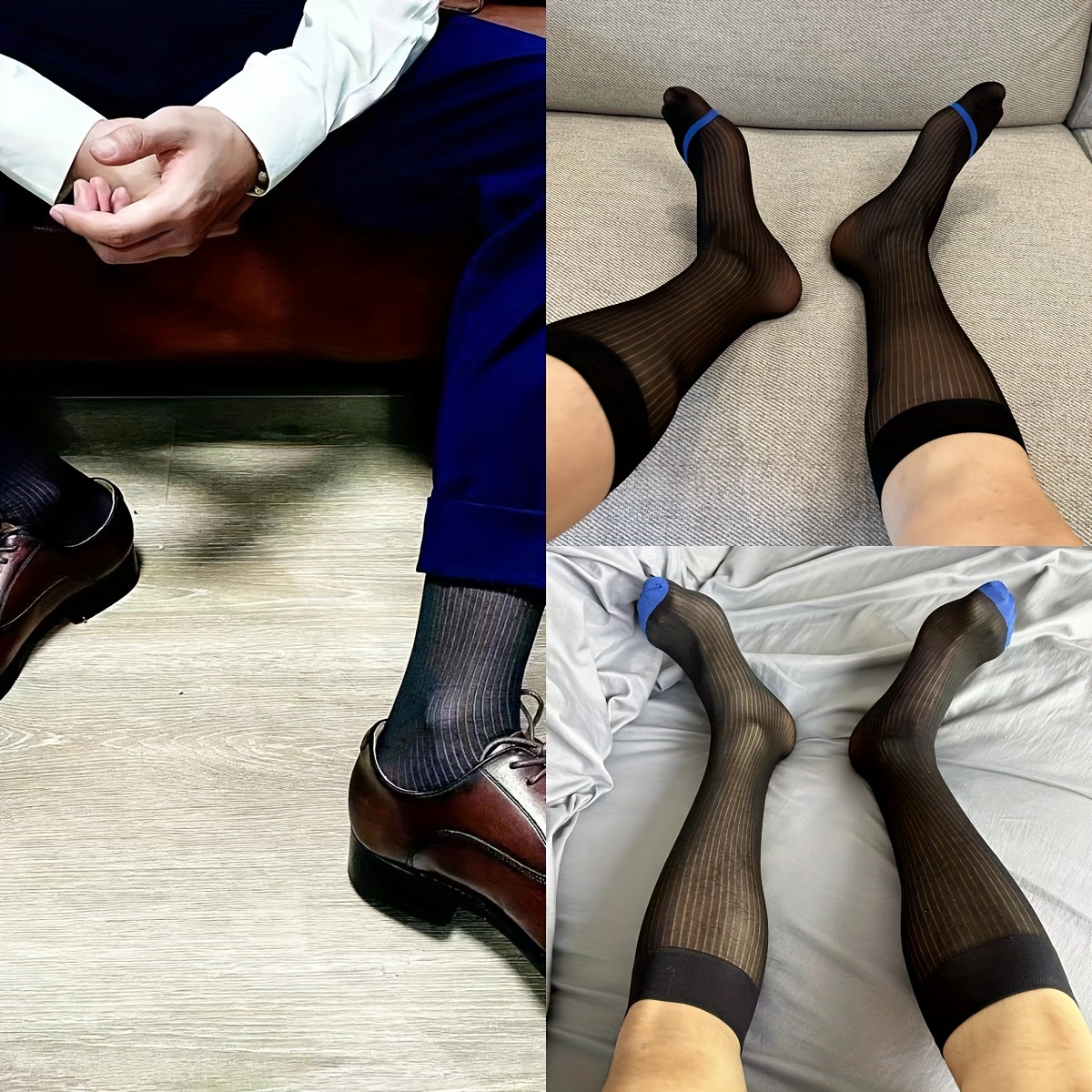 Breathable Silk Solid Stockings, Men's 1Pair Suit Socks Male Wear Stocking Formal Dress, Prom Dress, Pageant Dresses,Temu