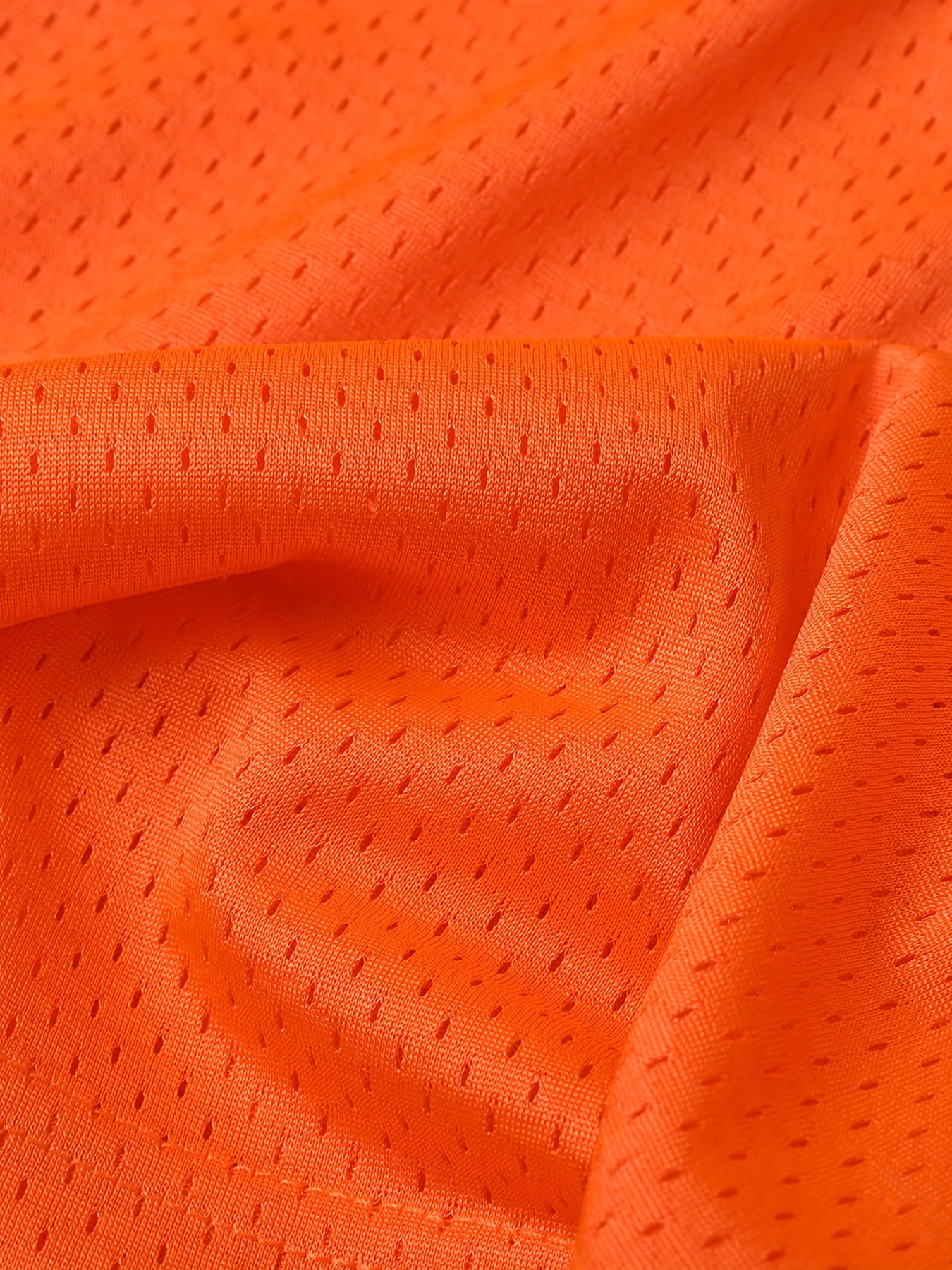 Neon Orange Football Mesh Jersey Fabric - Athletic Sports Mesh Fabrics