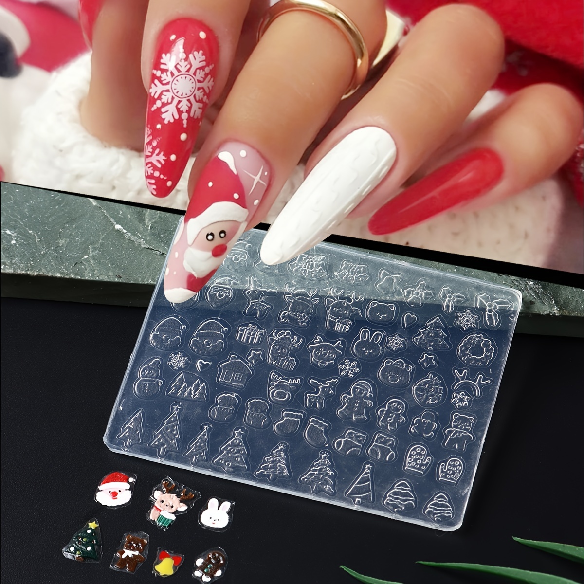 Silicone Nail Carving Mold Cartoon Snowflake Snowman - Temu