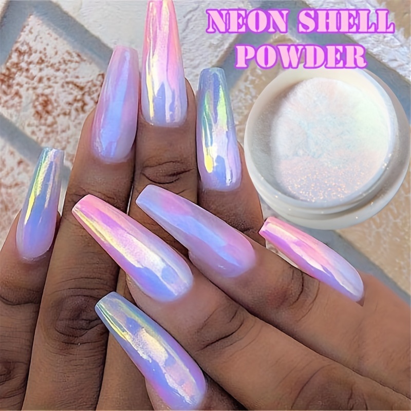 1 Pcs Neon Pearl Chrome Nail Powder, Magic Mermaid Chrome Nail Powder  Iridescent Fairy Shell Nail Glitter Powder, Aurora Nail Chameleon Powder