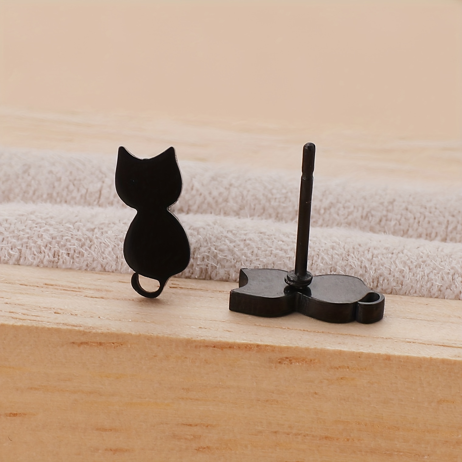 3 Pairs Stainless Steel Cat Earrings Set