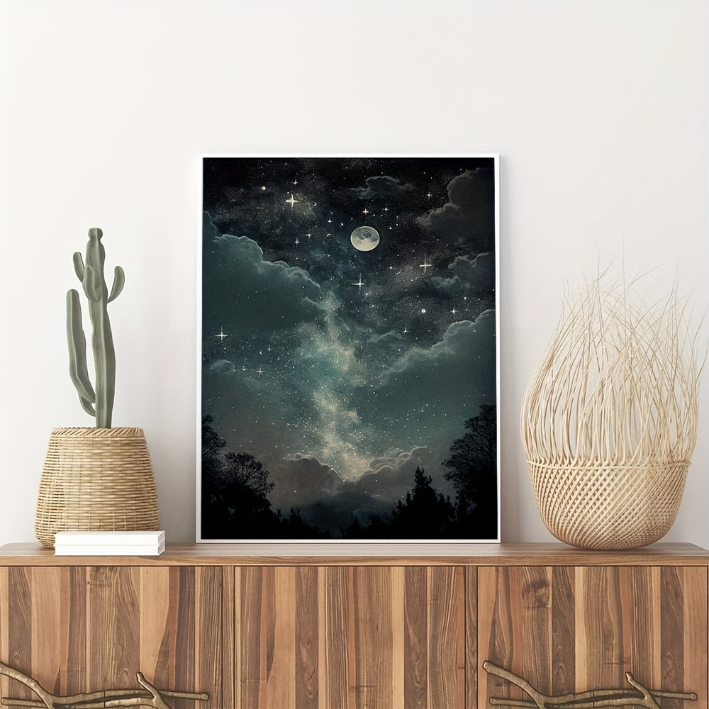 Night In The Woods Starry Night View Canvas Painting